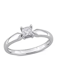 1/3 CT TW Princess Cut Diamond Solitaire Engagement Ring 10k White Gold