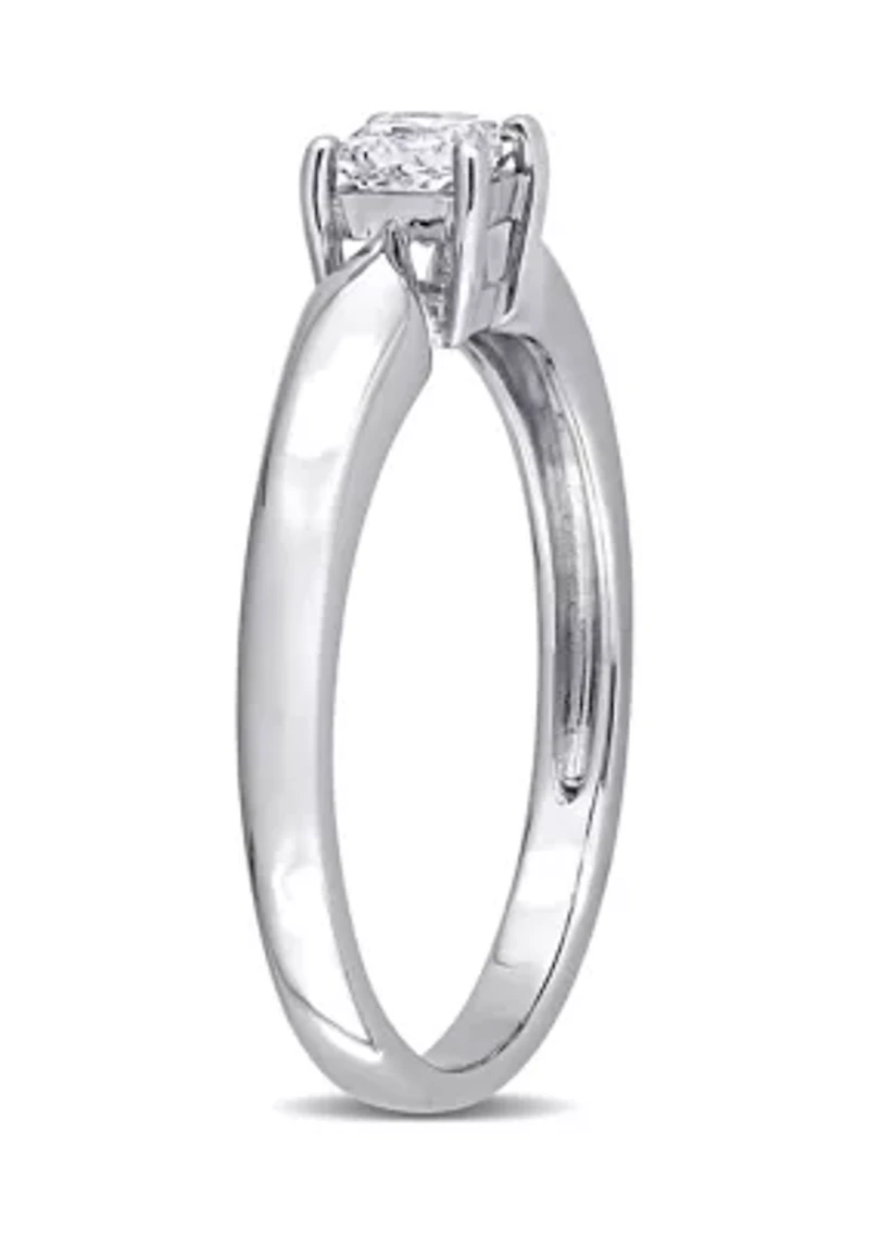 1/3 CT TW Princess Cut Diamond Solitaire Engagement Ring 10k White Gold