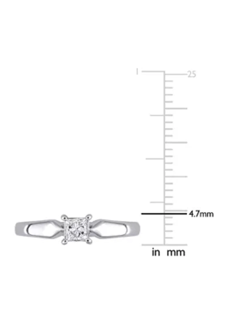 1/3 CT TW Princess Cut Diamond Solitaire Engagement Ring 10k White Gold