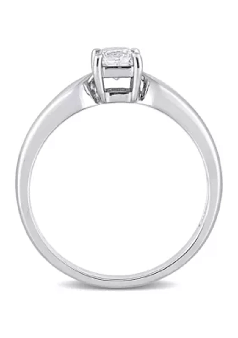 1/3 CT TW Princess Cut Diamond Solitaire Engagement Ring 10k White Gold