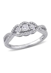 1/2 CT TW Diamond 3-Stone Infinity Ring 10k White Gold