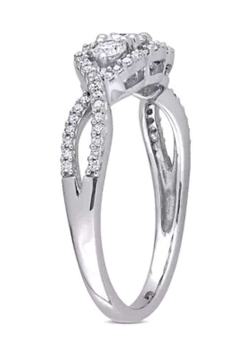 1/2 CT TW Diamond 3-Stone Infinity Ring 10k White Gold