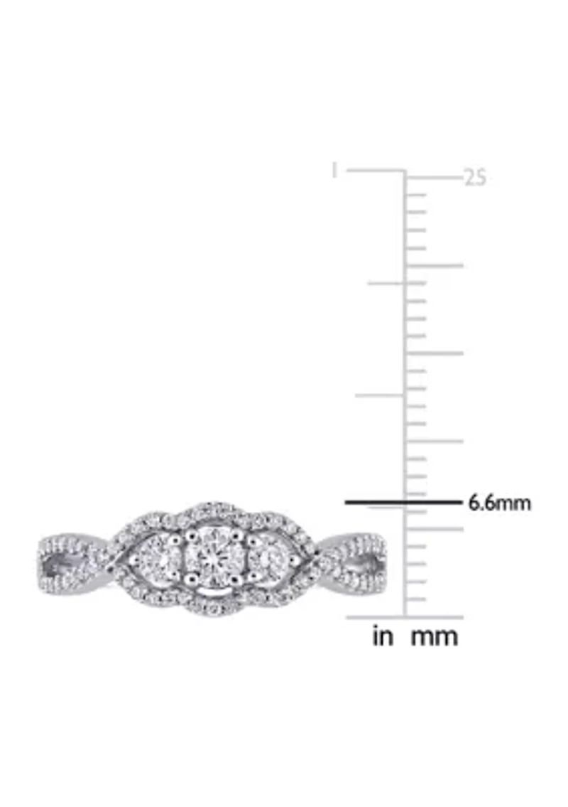1/2 CT TW Diamond 3-Stone Infinity Ring 10k White Gold