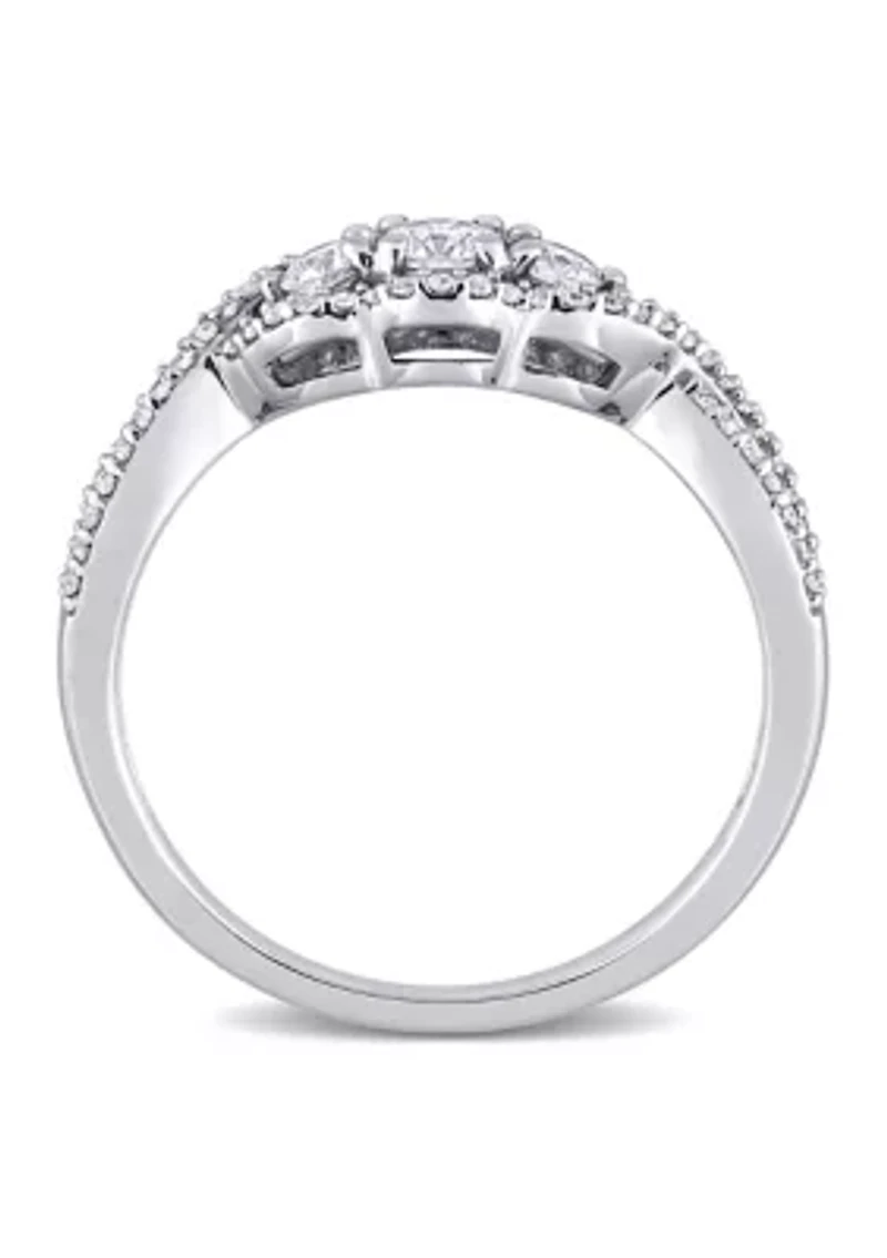 1/2 CT TW Diamond 3-Stone Infinity Ring 10k White Gold