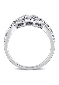 1/2 CT TW Diamond 3-Stone Infinity Ring 10k White Gold