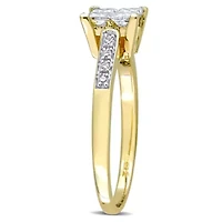 5/8 CT TW Princess and Round-Cut Diamond Cluster Engagement Ring 10k Yellow Gold