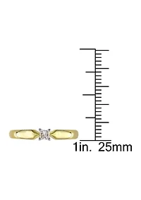 1/10 CT TW Princess Cut Diamond Solitaire Engagement Ring 10k Yellow Gold