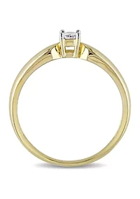1/10 CT TW Princess Cut Diamond Solitaire Engagement Ring 10k Yellow Gold