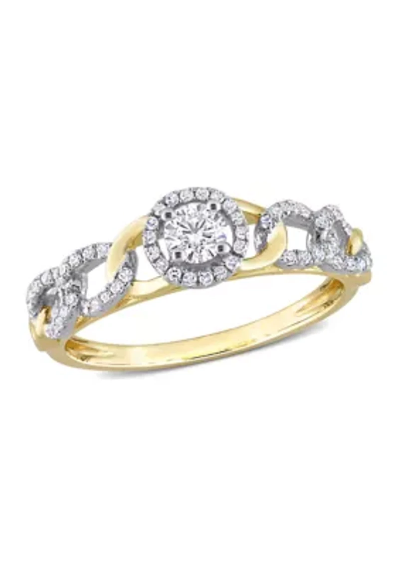 1/3 CT TW Diamond Link Ring 10k Yellow Gold