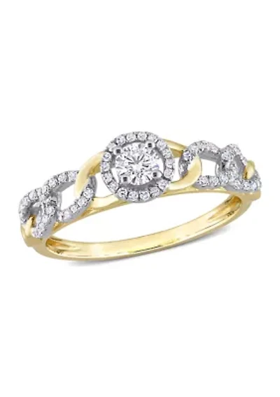 1/3 CT TW Diamond Link Ring 10k Yellow Gold