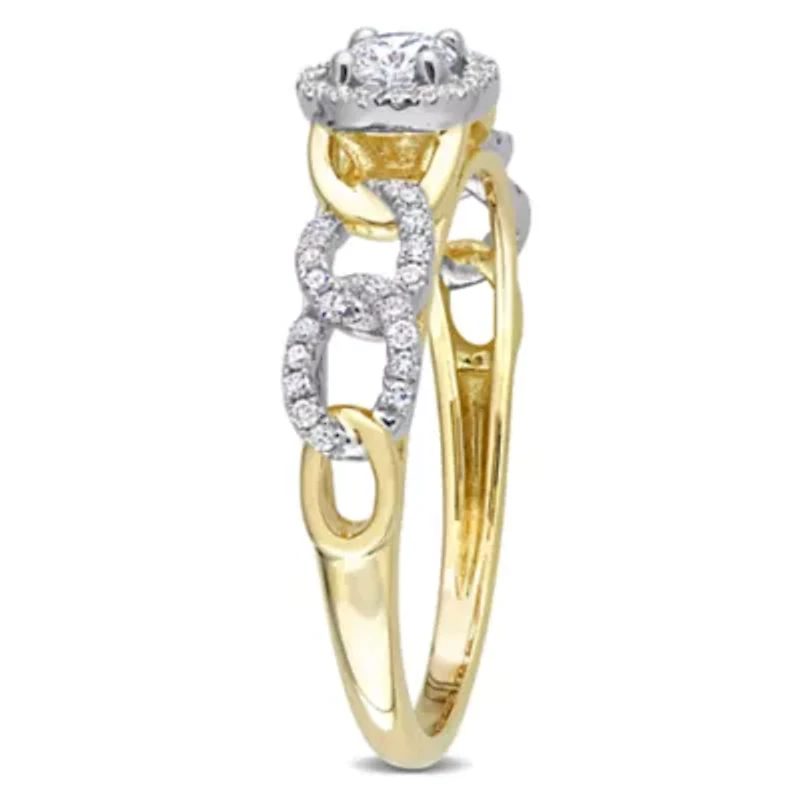 1/3 CT TW Diamond Link Ring 10k Yellow Gold