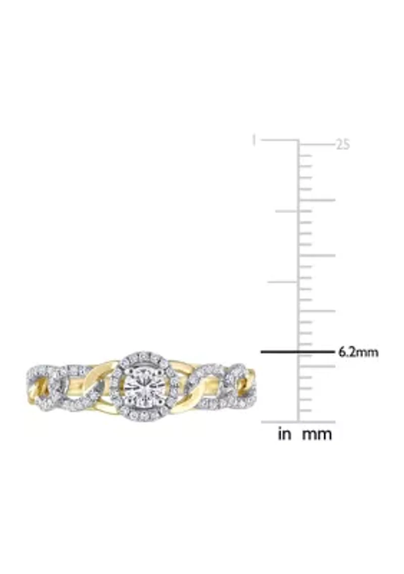 1/3 CT TW Diamond Link Ring 10k Yellow Gold