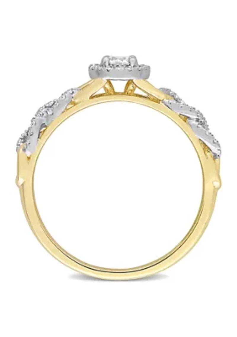 1/3 CT TW Diamond Link Ring 10k Yellow Gold