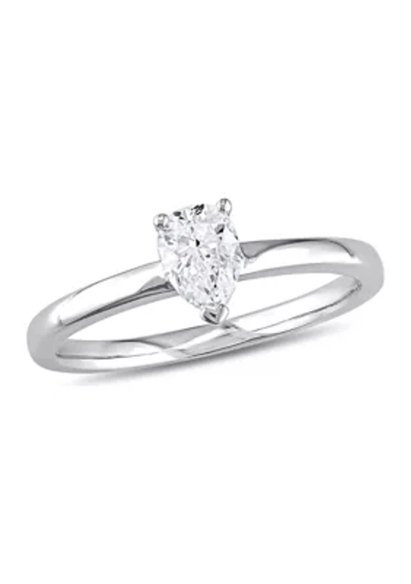 1/2 CT TW Pear-Cut Diamond Solitaire Engagement Ring 14k White Gold