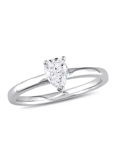 1/2 CT TW Pear-Cut Diamond Solitaire Engagement Ring 14k White Gold