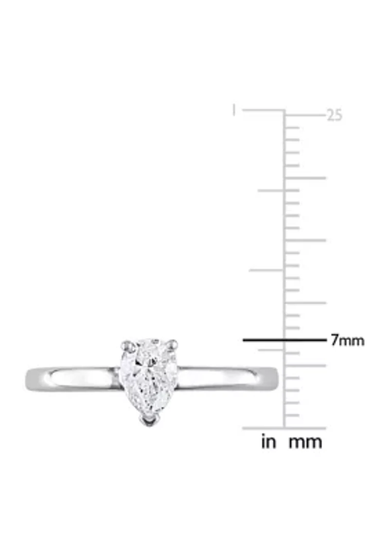 1/2 CT TW Pear-Cut Diamond Solitaire Engagement Ring 14k White Gold