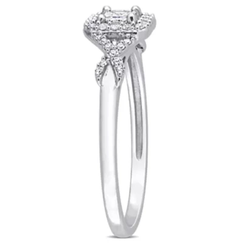 1/3 CT TDW Diamond Square Crossover Ring 10k White Gold