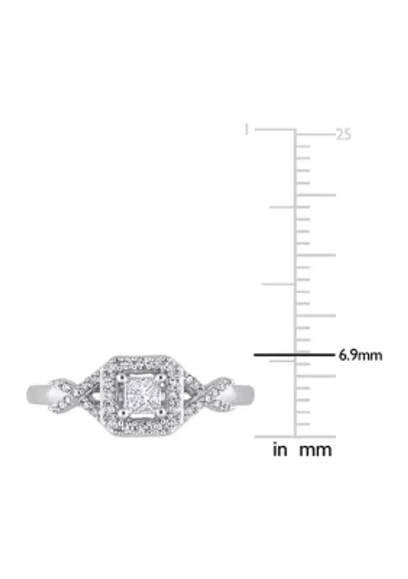 1/3 CT TDW Diamond Square Crossover Ring 10k White Gold