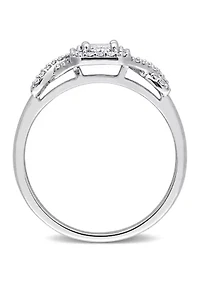 1/3 CT TDW Diamond Square Crossover Ring 10k White Gold