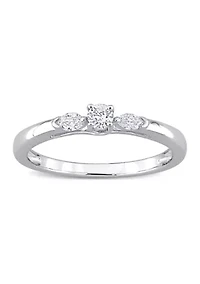 1/4 CT TDW Round and Marquise Diamond Engagement Ring 10k White Gold
