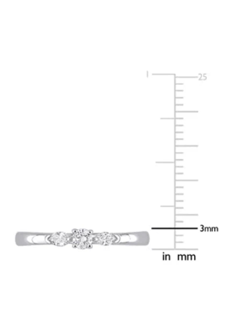 1/4 CT TDW Round and Marquise Diamond Engagement Ring 10k White Gold