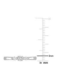 1/4 CT TDW Round and Marquise Diamond Engagement Ring 10k White Gold