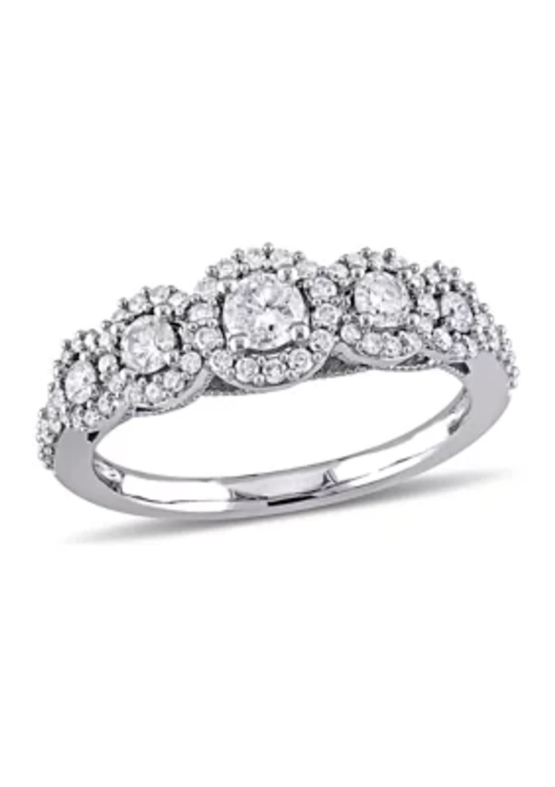 3/4 CT TW Diamond Halo Ring 10k White Gold