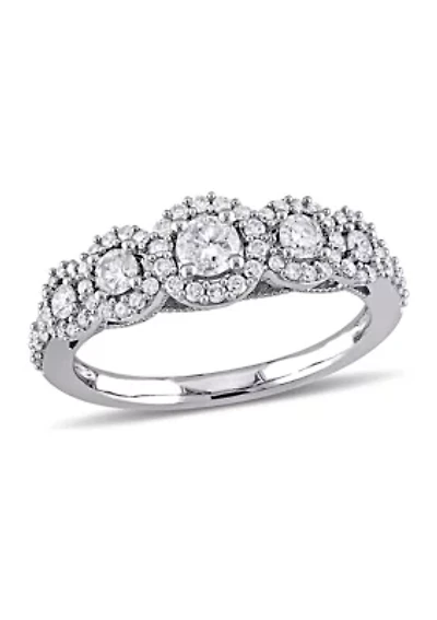 3/4 CT TW Diamond Halo Ring 10k White Gold
