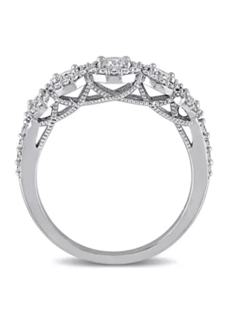 3/4 CT TW Diamond Halo Ring 10k White Gold