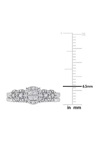 1/3 CT TDW Diamond Cluster Bridal Set 10k White Gold