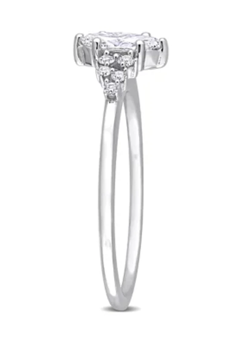 1/2 Ct TW Marquise and Round Diamond Engagement Ring 14k White Gold