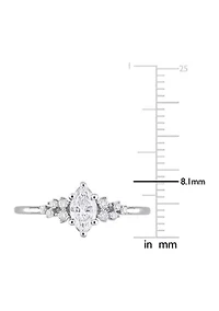 1/2 Ct TW Marquise and Round Diamond Engagement Ring 14k White Gold