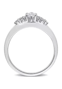 1/2 Ct TW Marquise and Round Diamond Engagement Ring 14k White Gold