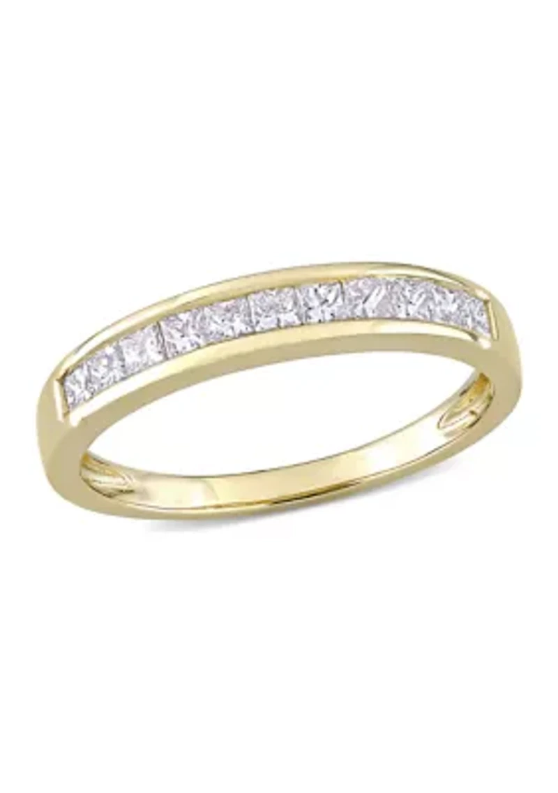 1/2 CT TW Channel Set Princess Cut Diamond Anniversary Band 14k Yellow Gold