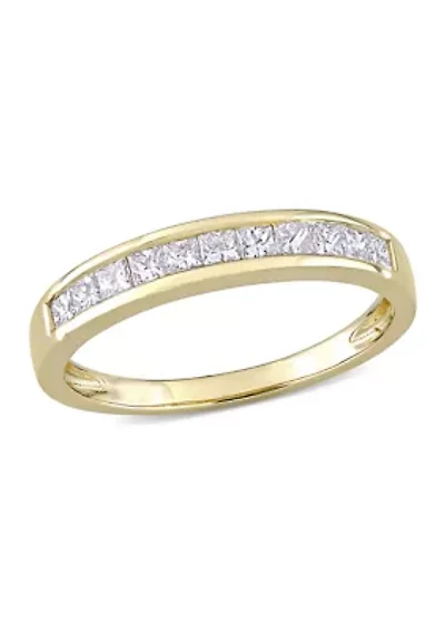 1/2 CT TW Channel Set Princess Cut Diamond Anniversary Band 14k Yellow Gold