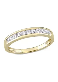 1/2 CT TW Channel Set Princess Cut Diamond Anniversary Band 14k Yellow Gold