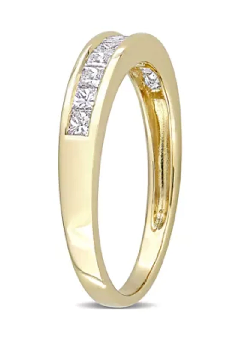 1/2 CT TW Channel Set Princess Cut Diamond Anniversary Band 14k Yellow Gold