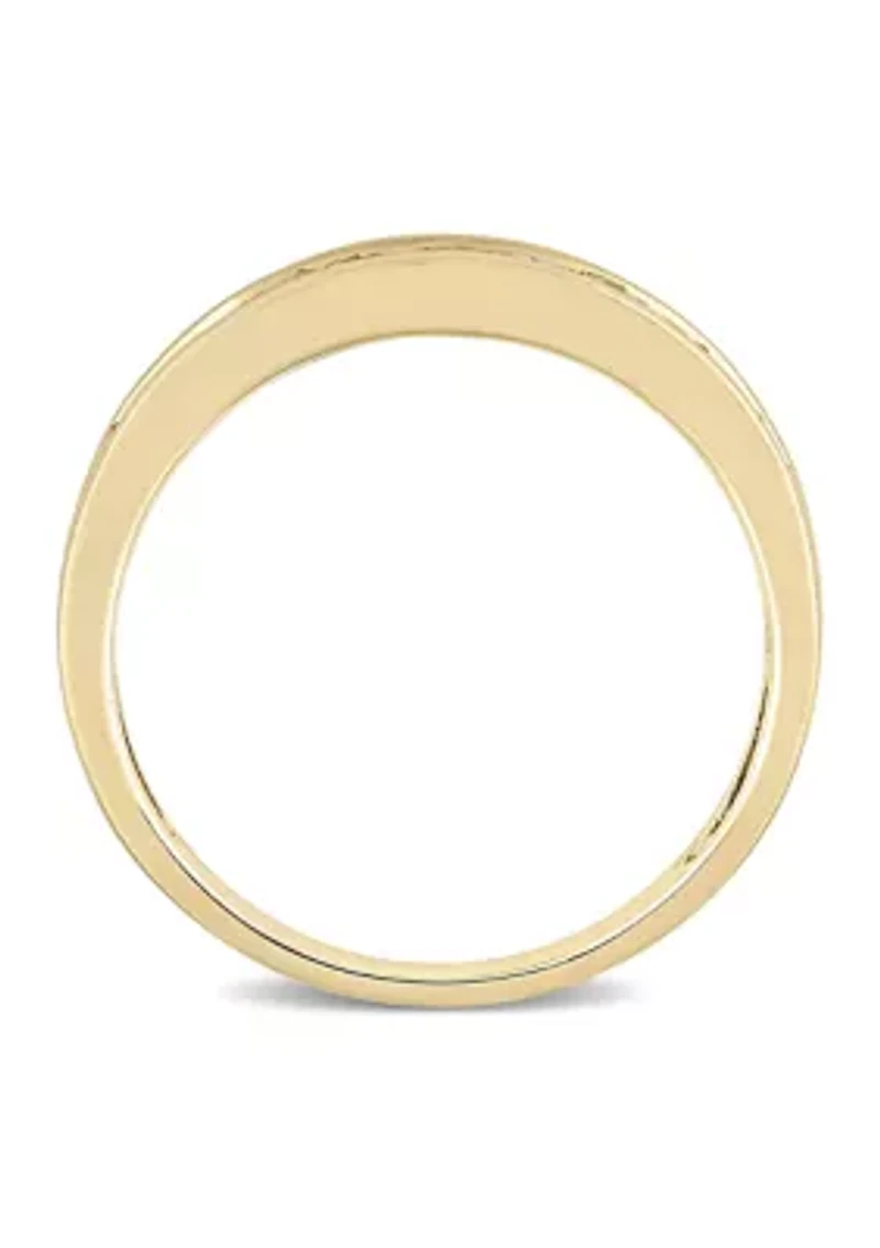 1/2 CT TW Channel Set Princess Cut Diamond Anniversary Band 14k Yellow Gold