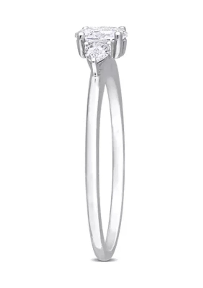 1/2 Ct TW Oval and Pear Diamond 3-stone Engagement Ring 14k White Gold