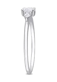 1/2 Ct TW Oval and Pear Diamond 3-stone Engagement Ring 14k White Gold