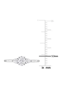 1/2 Ct TW Oval and Pear Diamond 3-stone Engagement Ring 14k White Gold