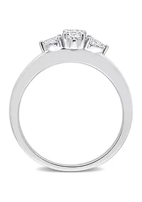 1/2 Ct TW Oval and Pear Diamond 3-stone Engagement Ring 14k White Gold