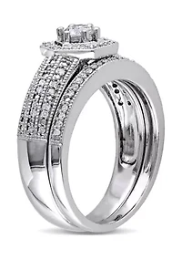 1/2 CT TW Diamond Geometric Bridal Set 14k White Gold