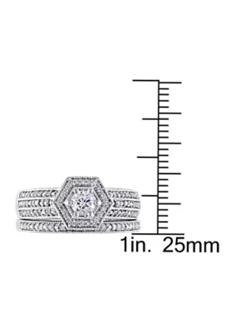 1/2 CT TW Diamond Geometric Bridal Set 14k White Gold