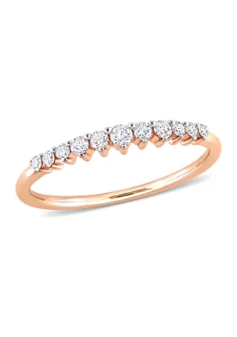 1/5 CT TDW Diamond Semi-Eternity Ring 14k Rose Gold