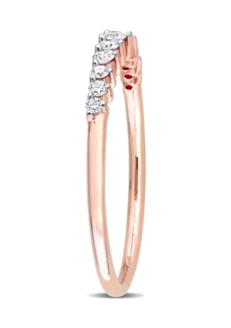 1/5 CT TDW Diamond Semi-Eternity Ring 14k Rose Gold
