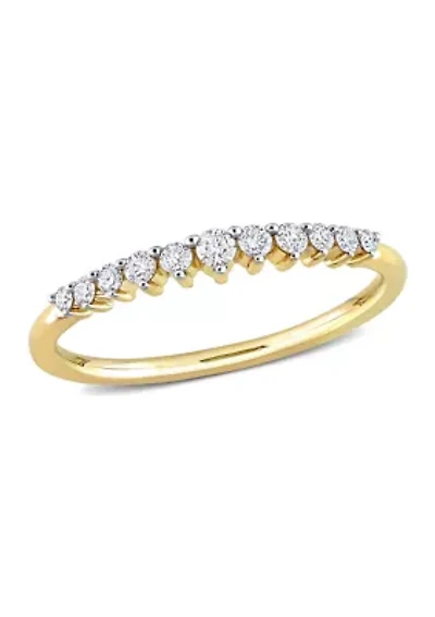 1/5 CT TDW Diamond Semi-Eternity Ring 10k Yellow Gold