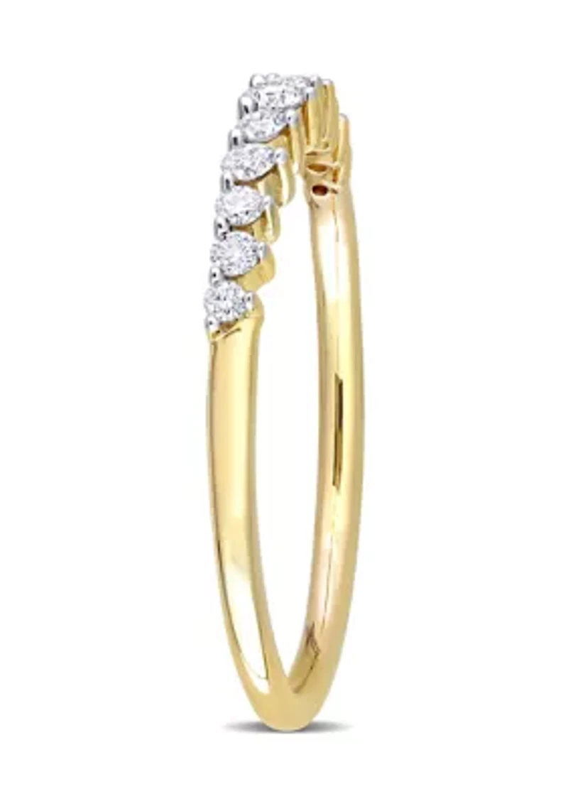 1/5 CT TDW Diamond Semi-Eternity Ring 10k Yellow Gold