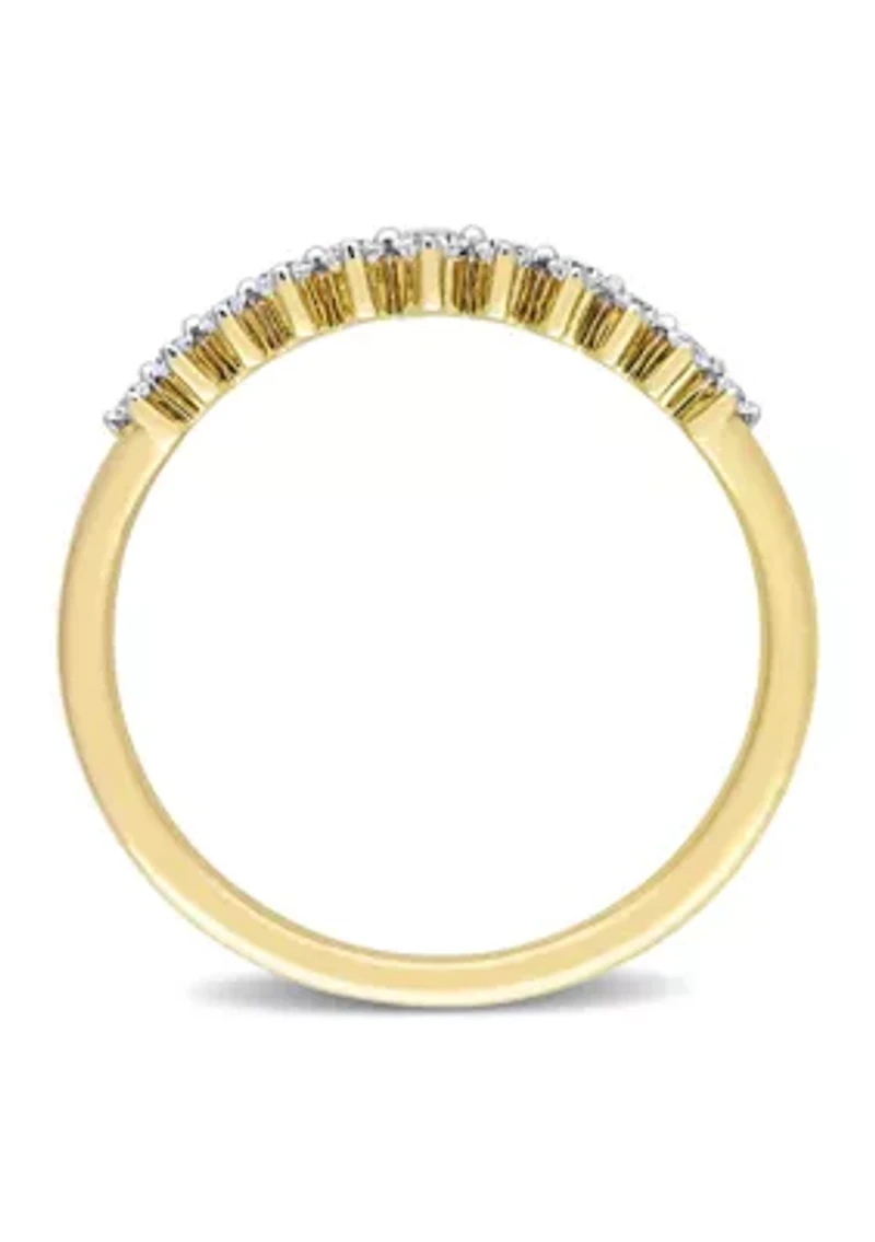 1/5 CT TDW Diamond Semi-Eternity Ring 10k Yellow Gold