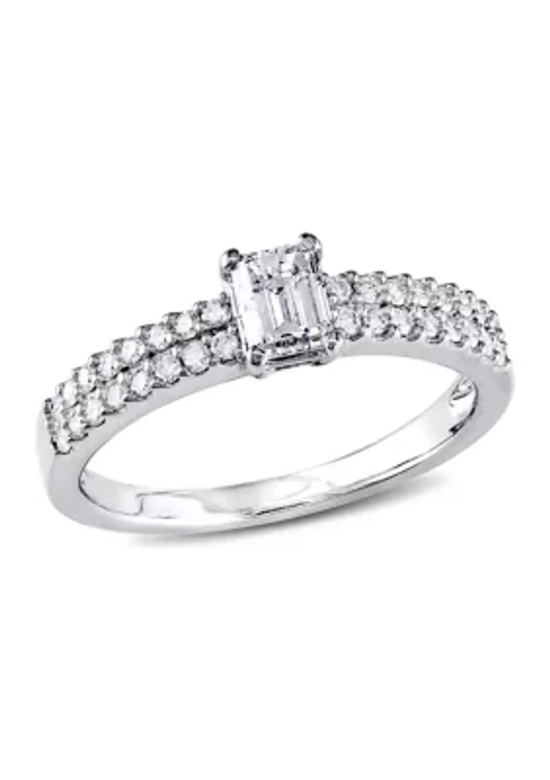 3/4 CT TW Emerald Cut Diamond Engagement Ring 14k White Gold